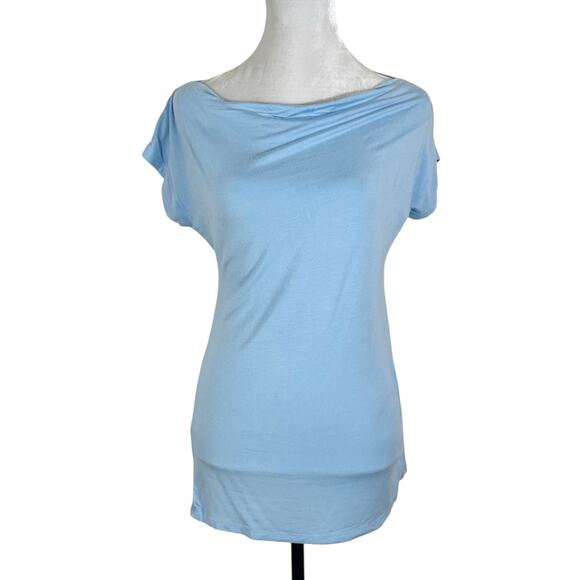 San Francisco City Lights Soft Drape Neck Tee T-Shirt Light Blue Size Large NEW - Picture 2 of 7